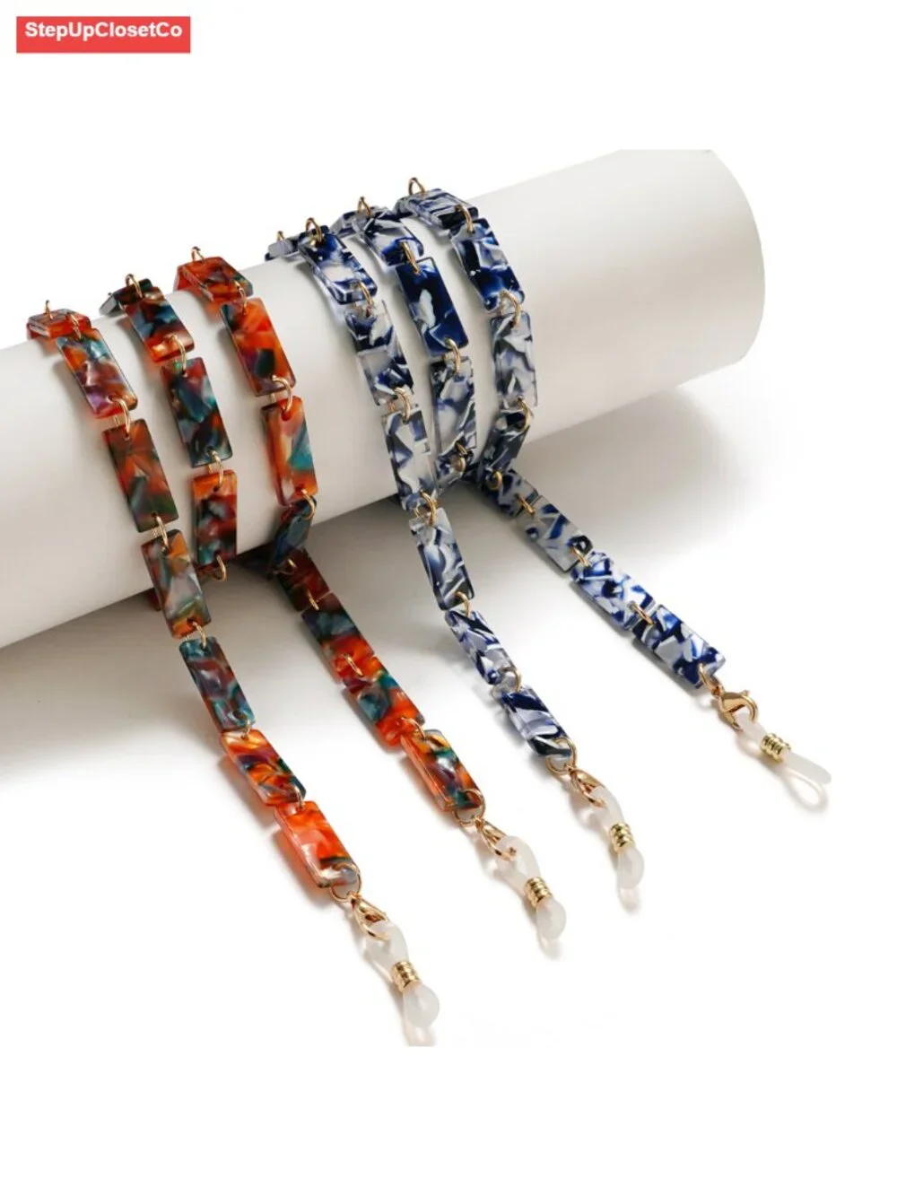 Eyeglass Holder Chain, Adjustable Sunglasses Strap with Anti-Skid Clips, Alloy